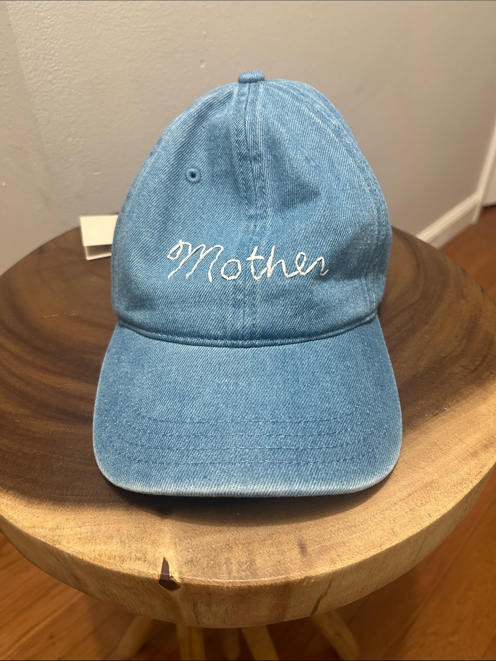 MOTHER Light Blue Denim Baseball Cap with White Script
